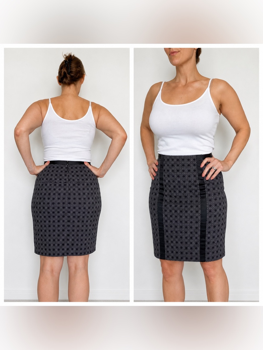 New York & Company Pencil Skirt 6 Mosaic Black Grey